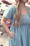 Light Chambray Denim Midi Dress