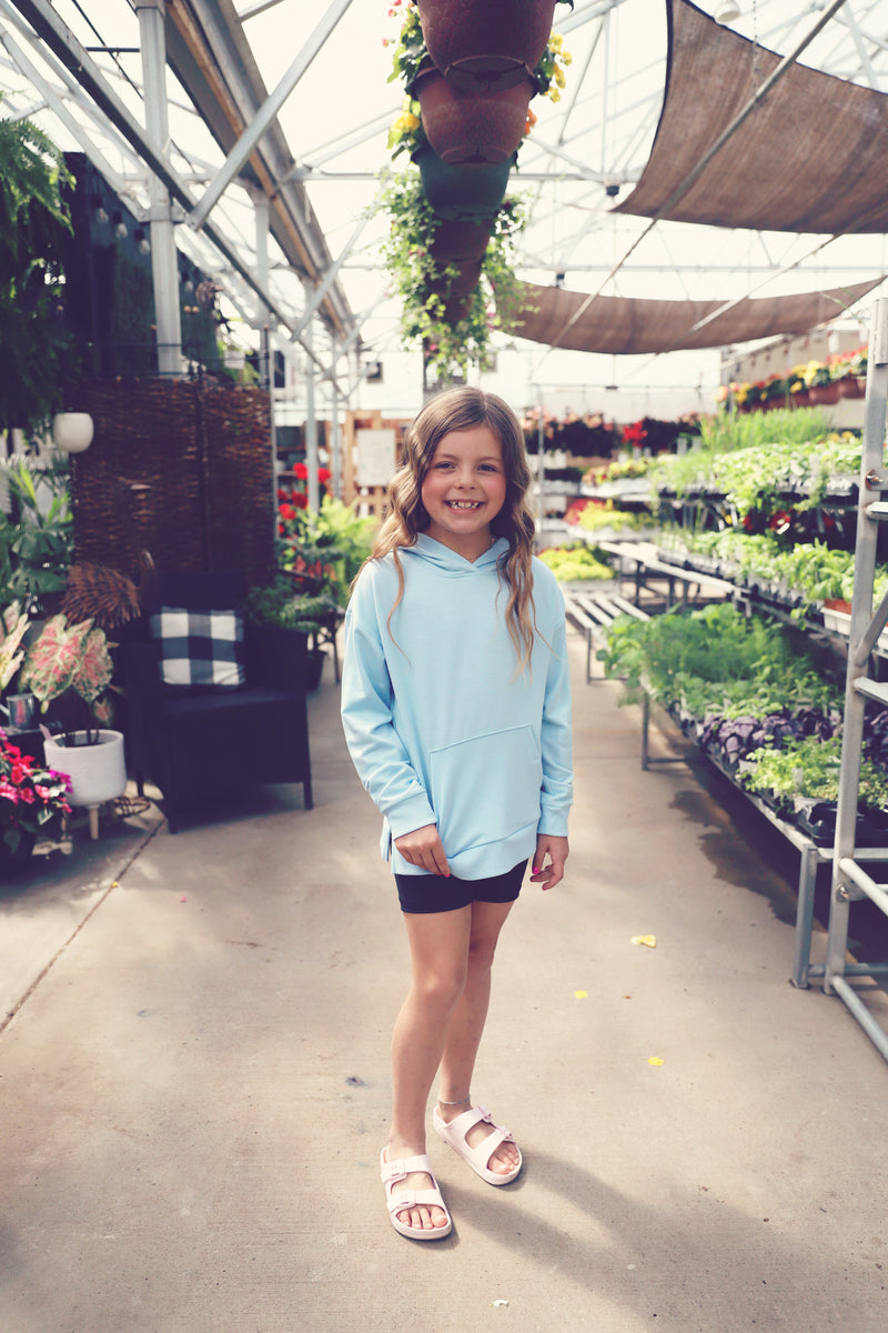 Girls Sky Blue Pullover Hoodie