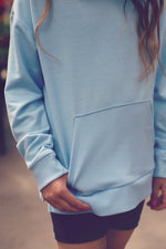 Girls Sky Blue Pullover Hoodie