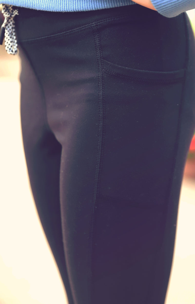 Girls Black Lux Cuffed Jogger