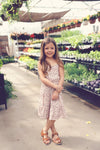 Girls Taupe Printed Tiered Dress