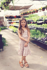 Girls Taupe Printed Tiered Dress