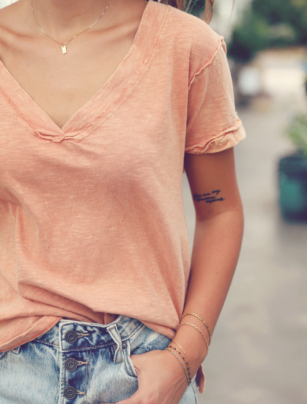 Vintage Rose Raw Edge Tee