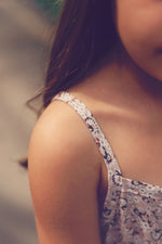 Girls Taupe Printed Tiered Dress