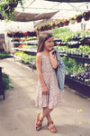 Girls Taupe Printed Tiered Dress