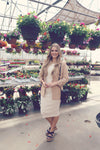 Khaki Ruched 3/4 Sleeve Blazer