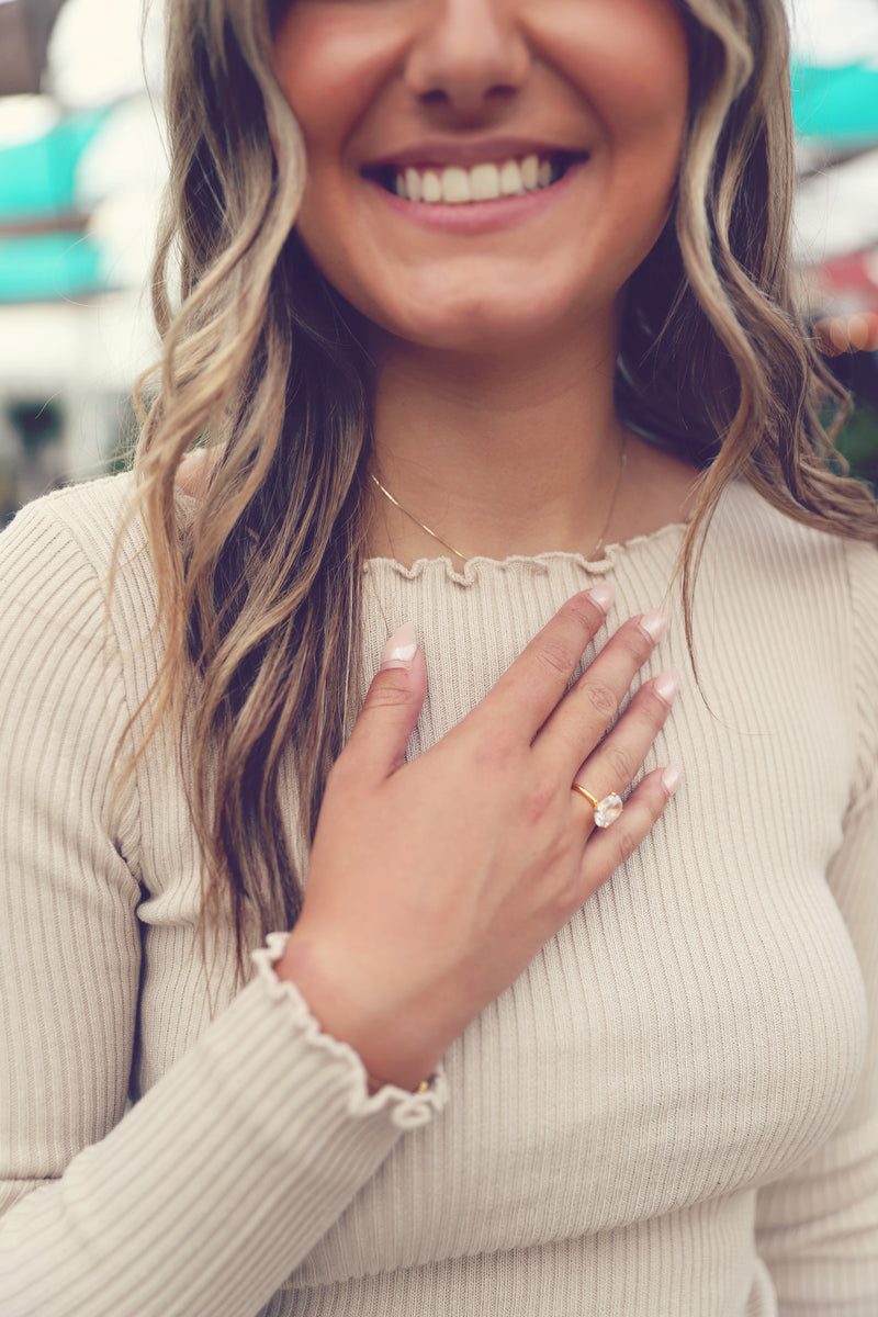 Taupe Ribbed Sweater Top