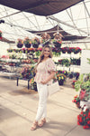 Floral Print Bubble Sleeve Peplum Top