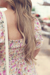 Floral Print Bubble Sleeve Peplum Top