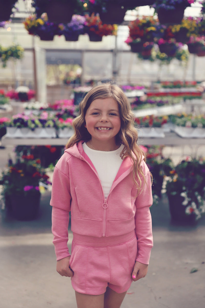 Girls Rose Scuba Front Zip Hoodie