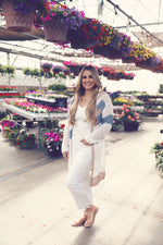 White Multi Stripe Hooded Cardigan