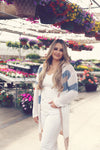 White Multi Stripe Hooded Cardigan