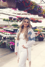 White Multi Stripe Hooded Cardigan