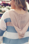 White Multi Stripe Hooded Cardigan