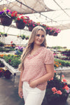 Coral Floral Print Puff Sleeve Blouse