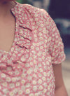 Coral Floral Print Puff Sleeve Blouse
