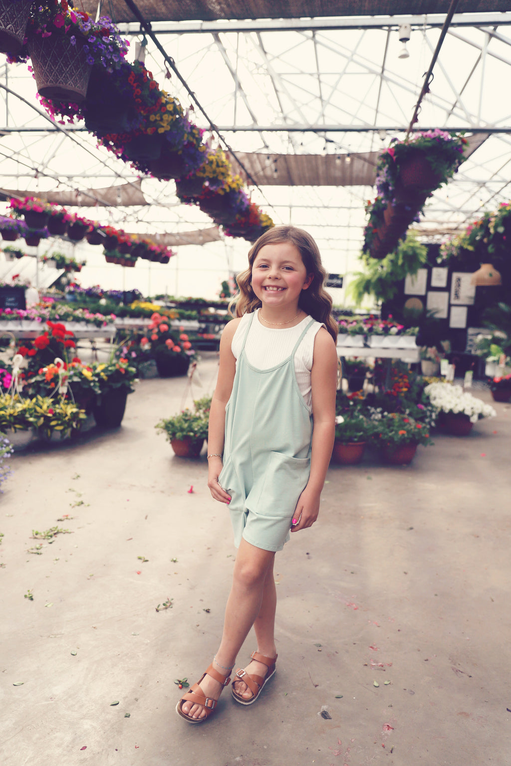 Girls Sage Overall Romper