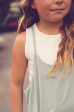 Girls Cream Ribbed Tank