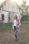 Pink & Grey Plaid Flannel Top