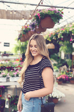 Black Striped Crochet Knit Top