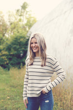 Ivory Stripe Ribbed Top