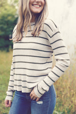 Ivory Stripe Ribbed Top