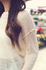 Cream Multi Striped Back Twist Sweater