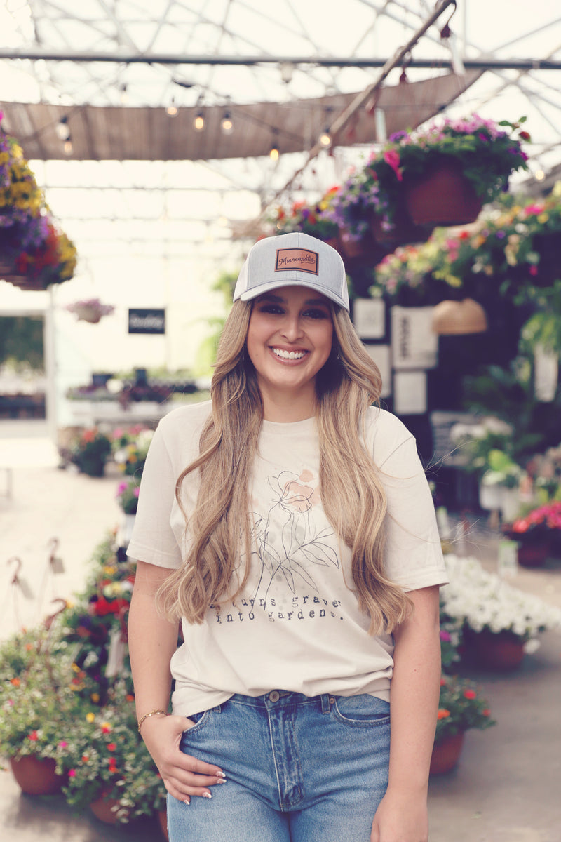 Beige Graves Into Gardens Graphic Tee