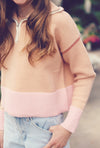 Girls Peach Sailor Collar Sweater