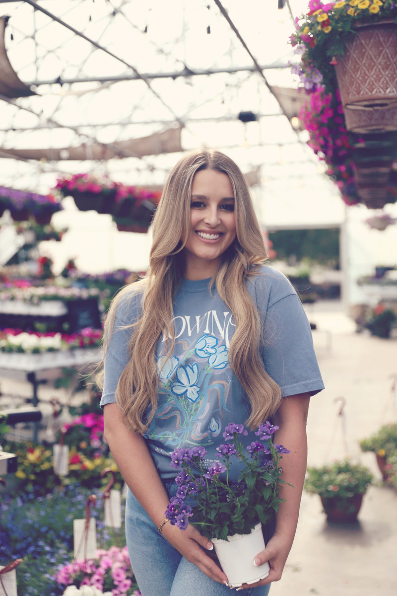 Slate Blue State Of Blooming Graphic Tee