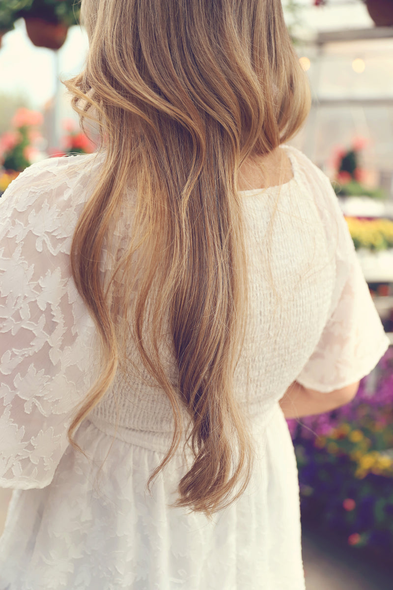 White V-Neck Flutter Sleeve Peplum Top