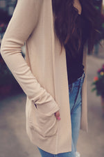 Sand Open Front Cardigan