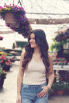 Oatmeal Sleeveless V-Neck Sweater Top