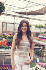 Sage Multi Stripe Scallop Sweater Tank