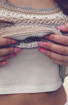 Sage Multi Stripe Scallop Sweater Tank