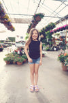 Little Girls Black Ribbed Tank