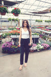 Vintage Black Tencel Tapered Pants