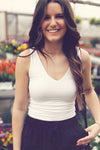 Off White Basic V-Neck Tank