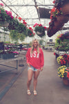 Red USA Oversized Corded Crew
