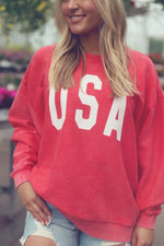 Red USA Oversized Corded Crew
