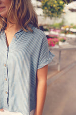 Medium Wash Chambray Stripe Button Up