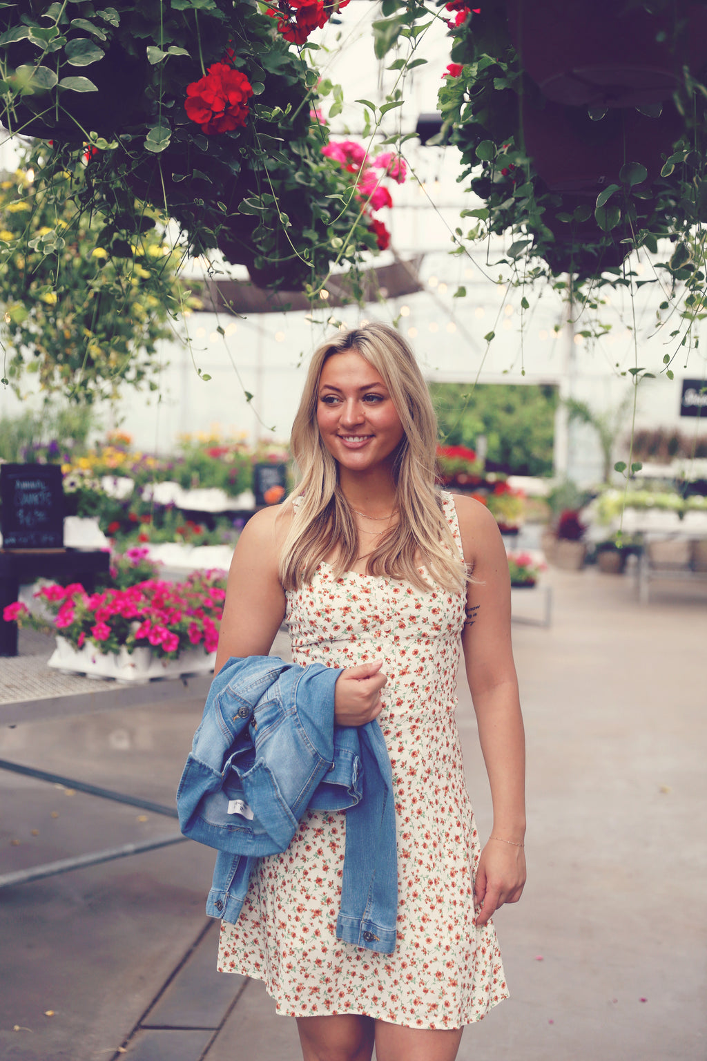 Cream Floral Cami Mini Dress