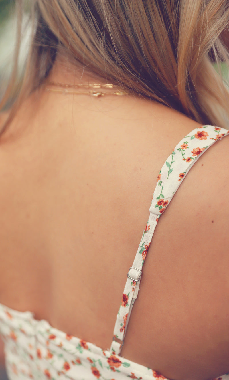 Cream Floral Cami Mini Dress