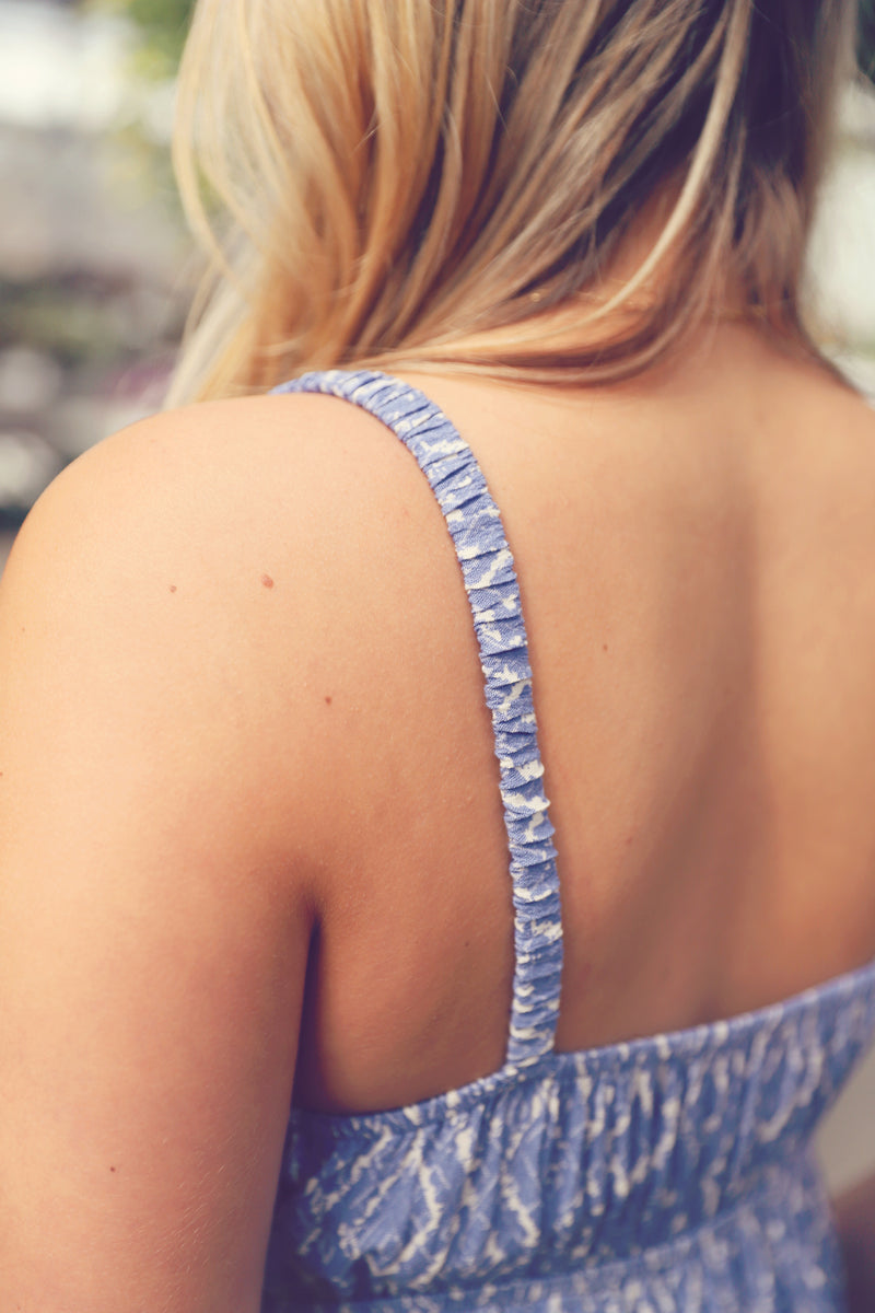 Blue Printed Midi Sundress