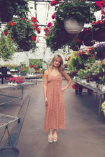 Apricot Printed Midi Sundress