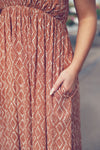 Apricot Printed Midi Sundress