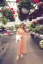 Apricot Printed Midi Sundress