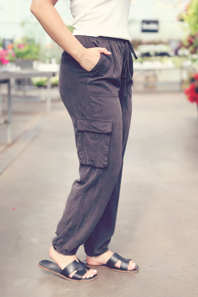 Charcoal Cargo Tencel Joggers