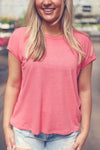Coral Basic Cap Sleeve Boxy Tee