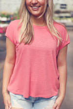 Coral Basic Cap Sleeve Boxy Tee